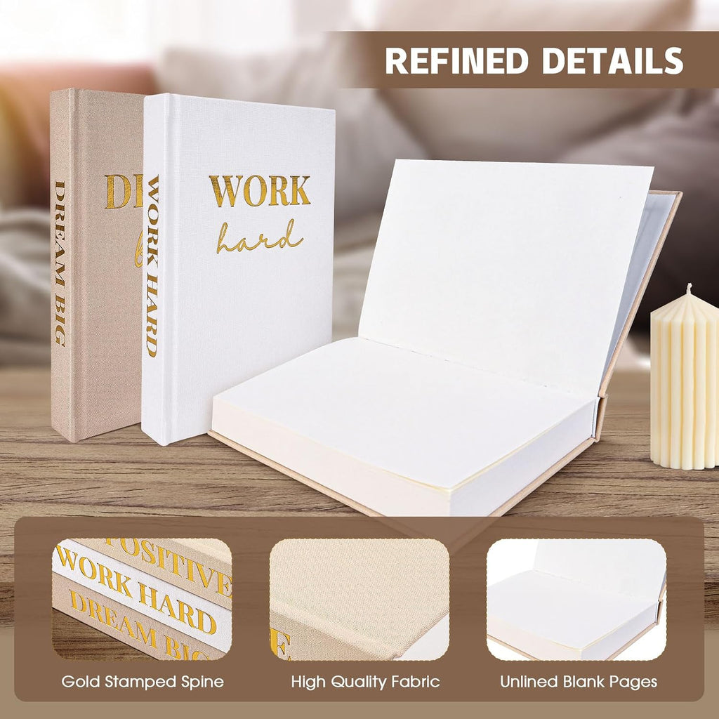 Set of 3 Linen Covered Decorative Books for Home Office Decor