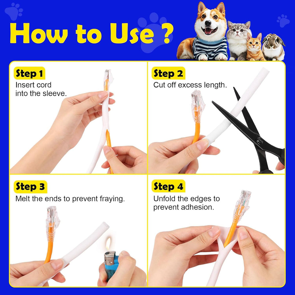 UOMTFAI Cord Protector from Pets No Chew 1” 10ft Cable Sleeve White