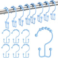 Wenqik 12 Pcs Colorful Shower Curtain Hooks Stainless Rings,Blue