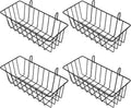 4 Pcs Gridwall Accessories 9"" x4 x3 Hanging Basket Wall Mounted Grid Plate Wire Basket for Kitchen Grid Plate Wall Mounted Storage Basket Black Metal Hanging Basket Organizer
