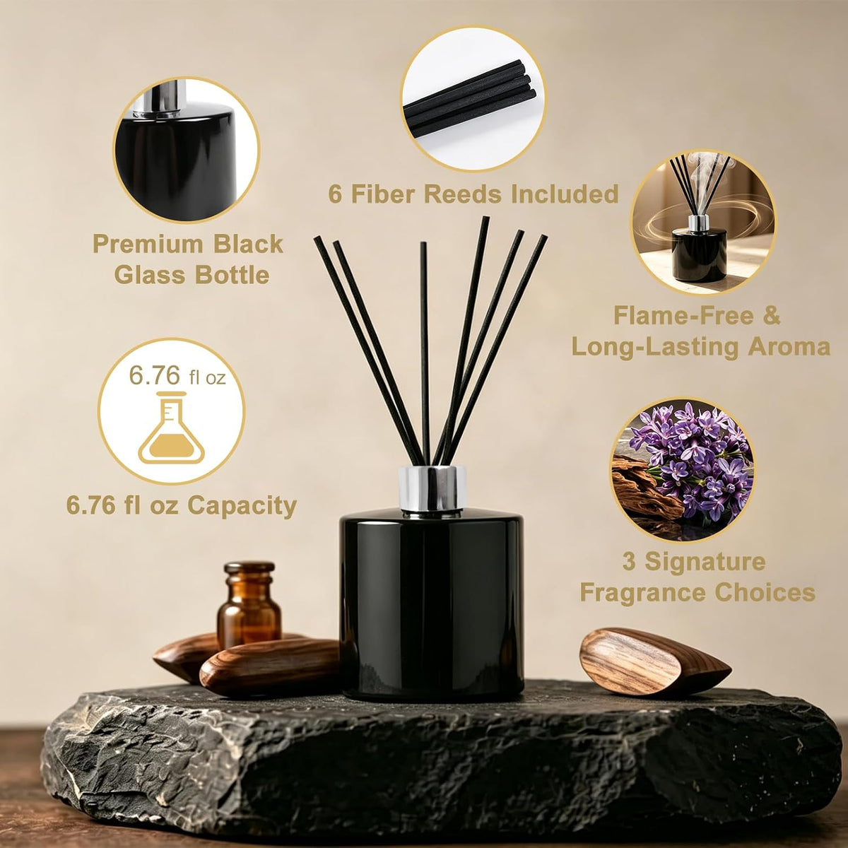 Reed Diffuser Set,Salted Coconut & Mahogany Oil Fragrance Diffuser