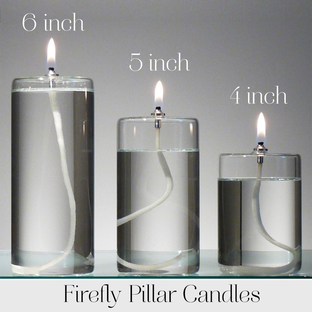 Firefly Fuel - 5 in Glass Pillar Oil Candle - Refillable