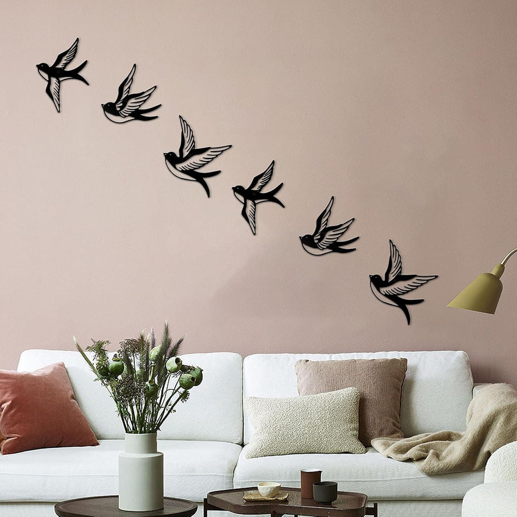 ESTART Metal Birds Wall Decor, 3 Pcs Black Birds Metal Wall Art