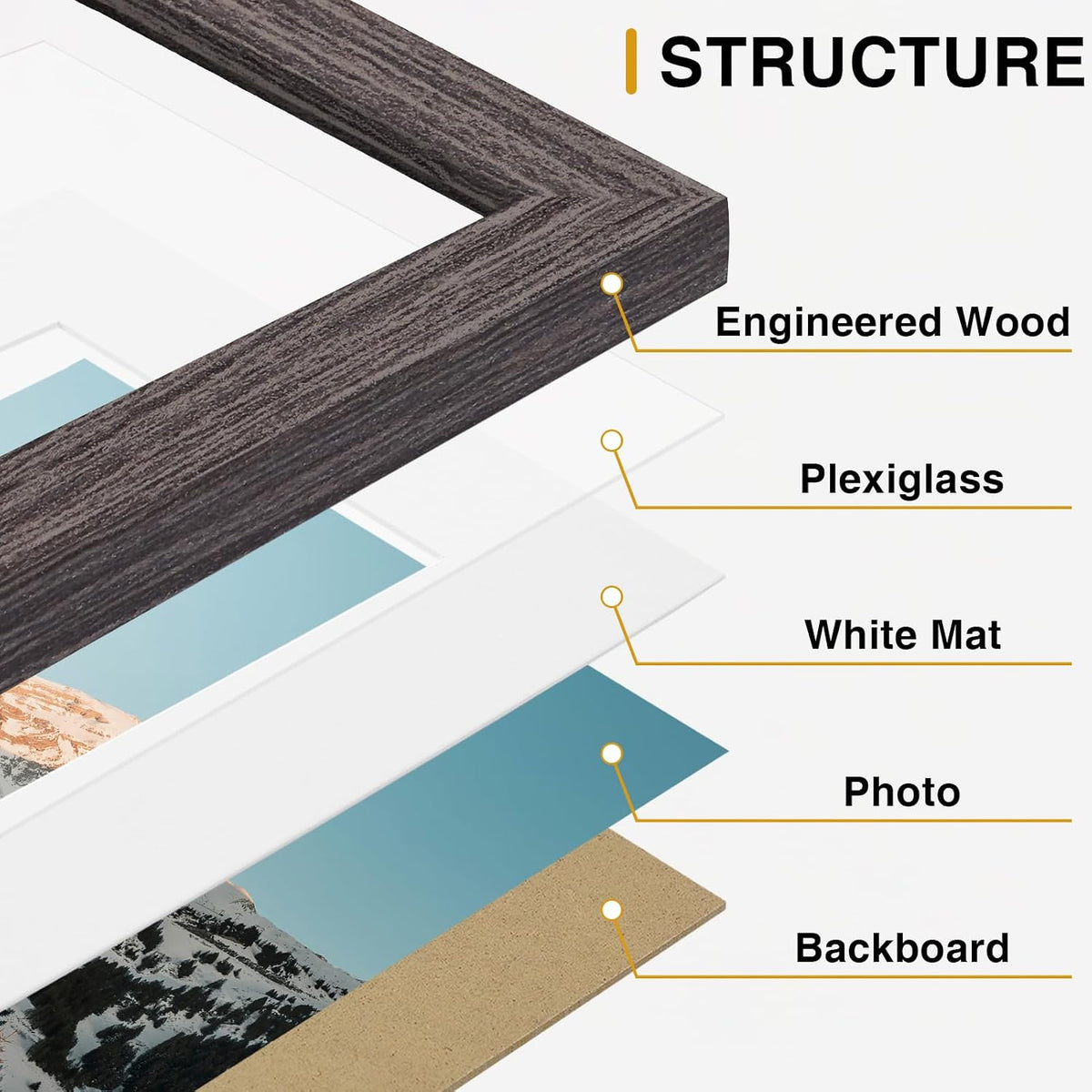 Vittanly 10 Pack Picture Frames Collage Wall Decor, Rustic Grey
