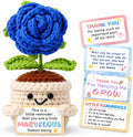 Emotional Support Crochet Positive Rose Flower Inspirational Gifts for Men, Father's Day Birthday Thank You Gifts from Son Daughter Handmade Knitted Plant w/Card for Desk Decor