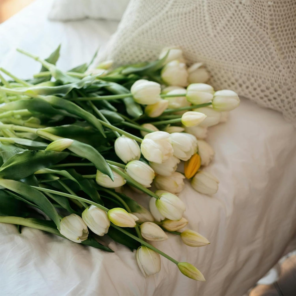 10 Pcs Fake Tulips Tulips Artificial Flowers(White)