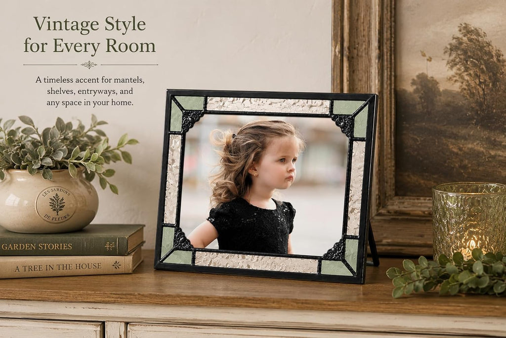 J Devlin Vintage Glass Picture Frame, 4x6 Horizontal/Vertical, Multicolor