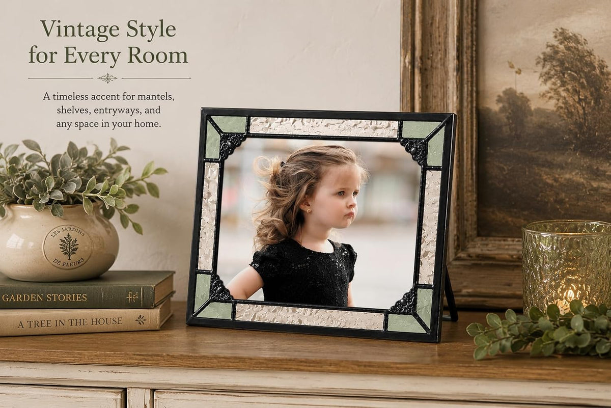 J Devlin Vintage Glass Picture Frame, 4x6 Horizontal/Vertical, Multicolor