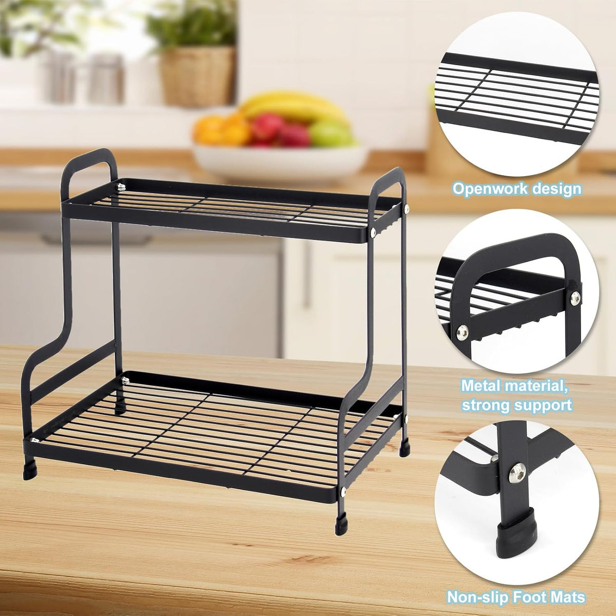 2-Tier Metal Countertop Organizer, Standing Storage Shelf