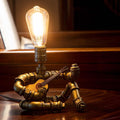 Music Guitar Table Lamp,Steampunk Table Lamp,Retro Guitars Steampunk lamp,Cool Industrial Metal Tube Robot Lamp Gifts for Music Lovers