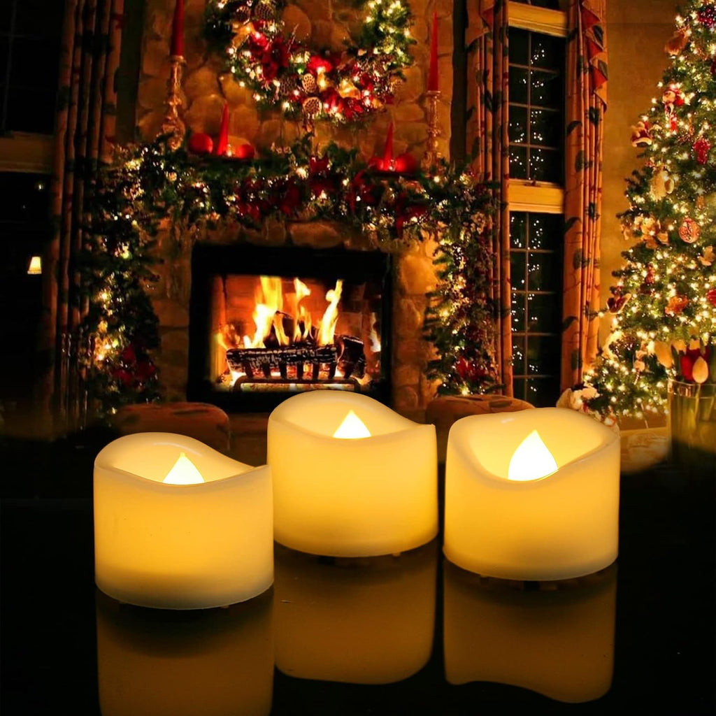 Battery Operated Flameless Warm White LED Tea Lights Votive Candles 6 Pack