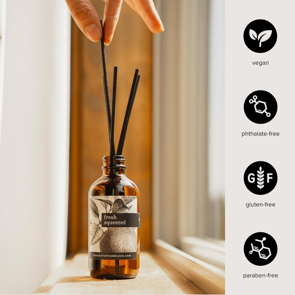 Broken Top Fresh Squeezed Natural Reed Diffuser Set | Continuous, Flame-Free Fragrance for Any Room, no Plug Needed