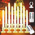 Window Candles 12 Pack Battery Operated Candle with 2 Remote Controls Timer Flameless Taper Candles Removable Golden Holder and Suction Cup for Christmas Decorations