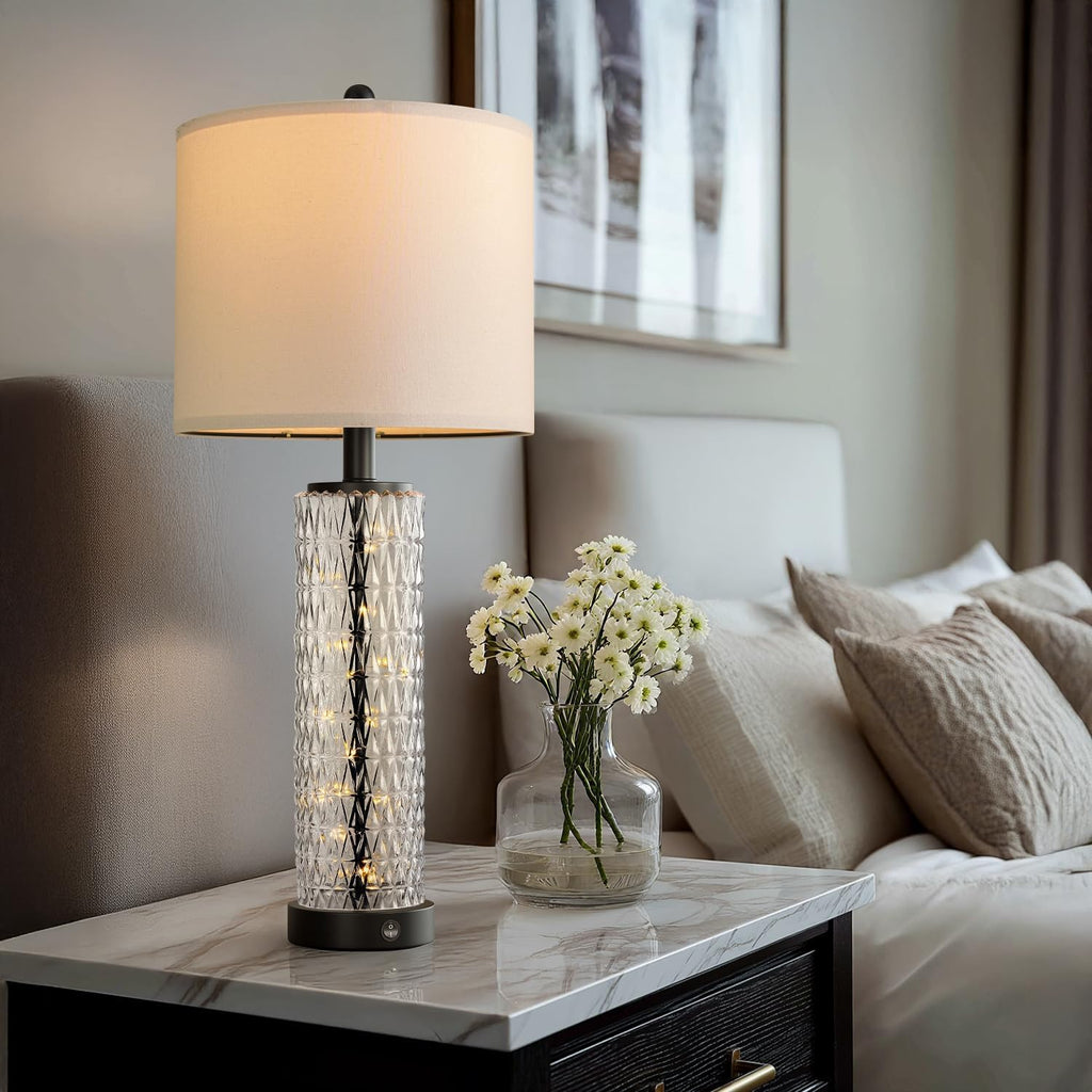 Oneach 27.75" Black Table Lamps Set of 2 with Nightlight for Living Room