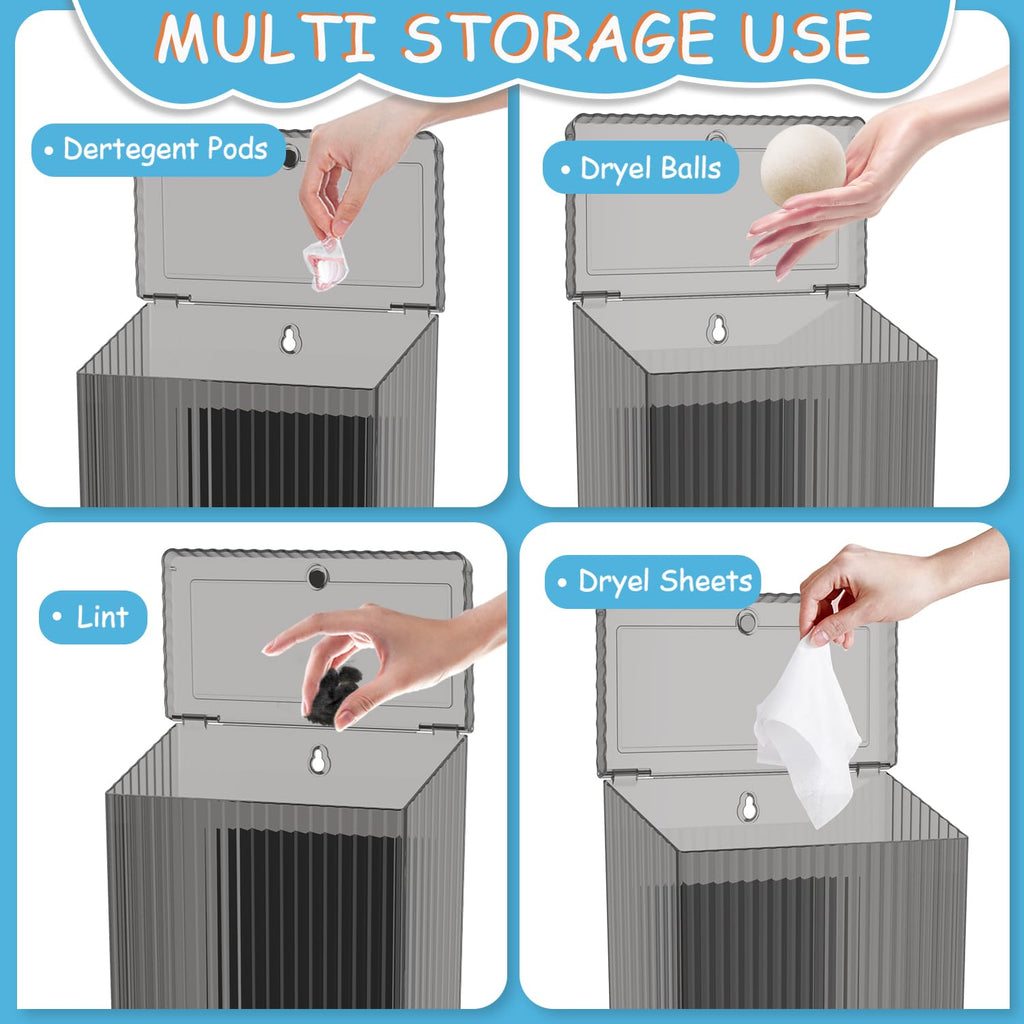 Sealegend Magnetic Trash Can with Lid, Space Saving Lint Bin Black