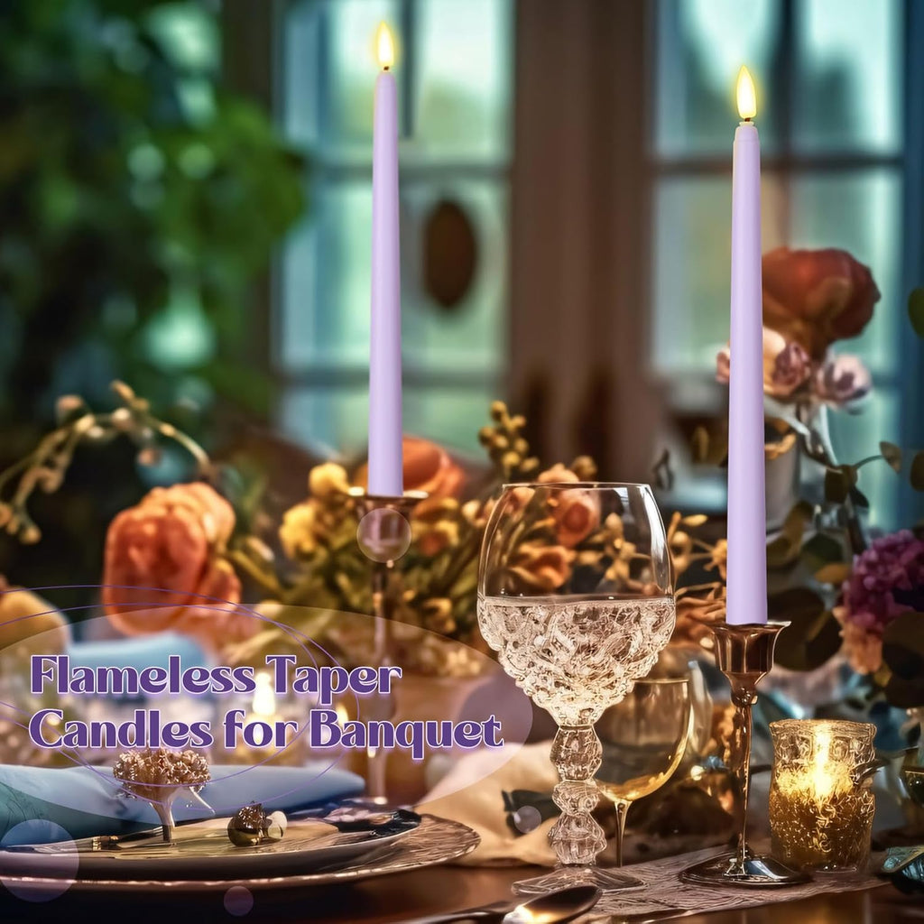 Macarrie 24 Packs Flameless Taper Candles Battery LED 11",Lavender Purple