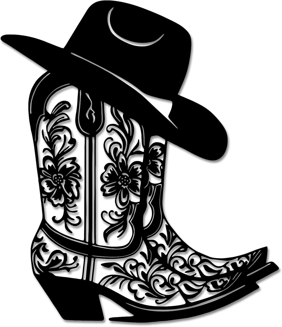 Rajukit Cowgirl Boot Hat Metal Wall Decor for Home