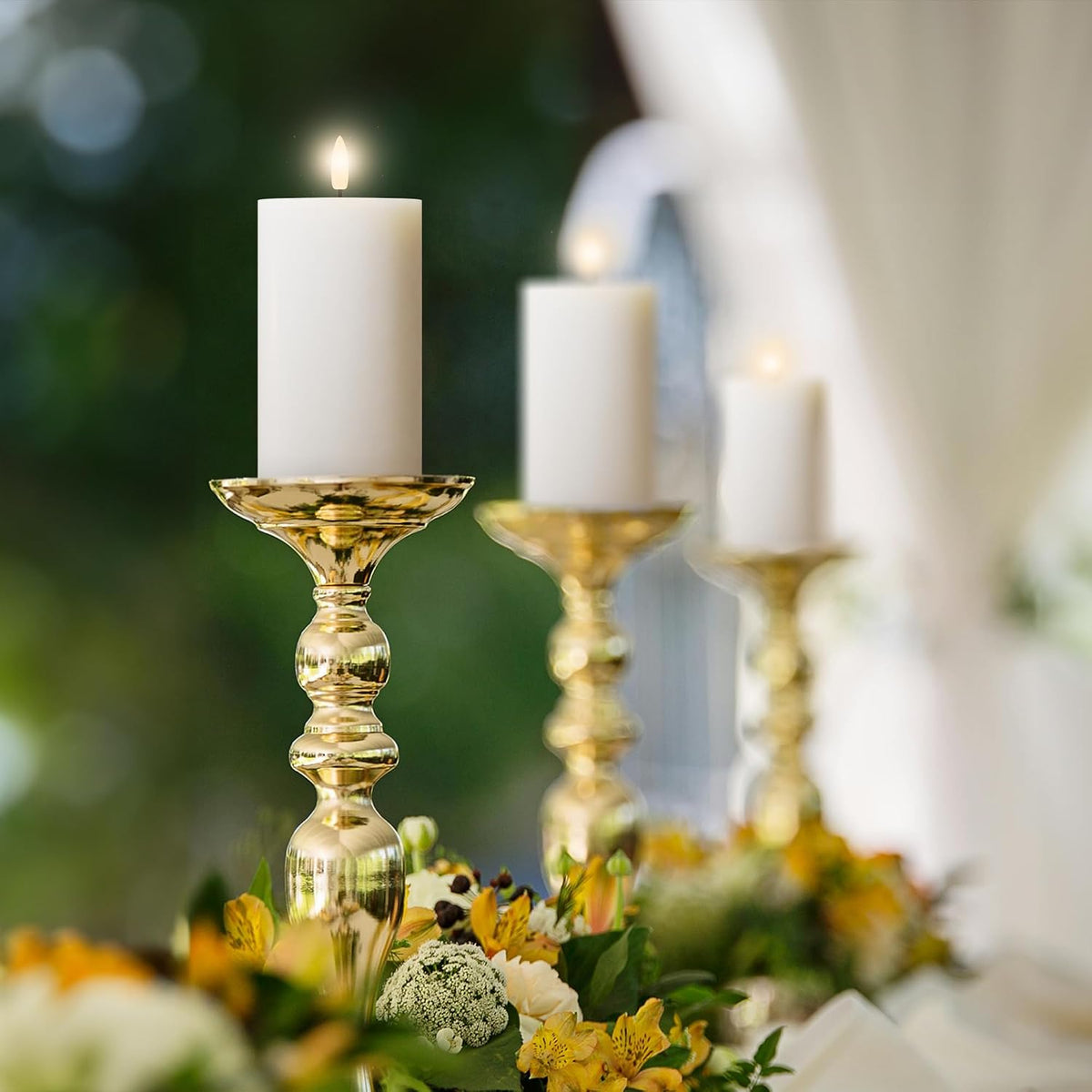 JOIONE White Flameless Pillar Candles with Remote, 3 Pack Home Decor