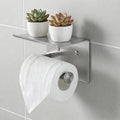 Toilet Paper Holder with Shelf, Heavy-Duty Stainless Steel Bathroom Hardware, Self-Adhesive No-Drill/Drill-Mount Wall-Mounted Roll Holder, Rust-Proof Bathroom Tissue Rack(Brushed Nickel)