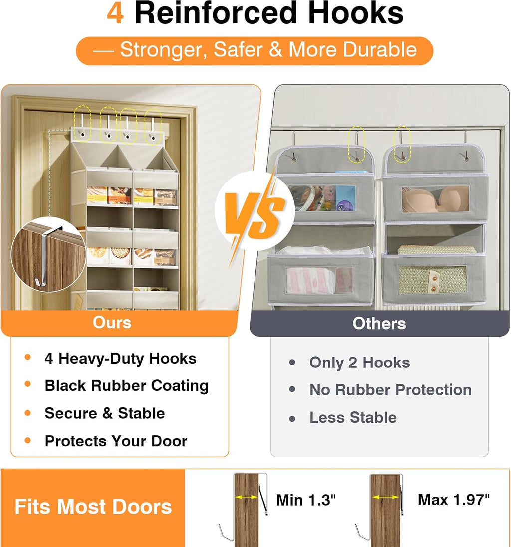 Over The Door Storage Organizer 5 Tiers Extra Large Heavy Duty Oxford Beige