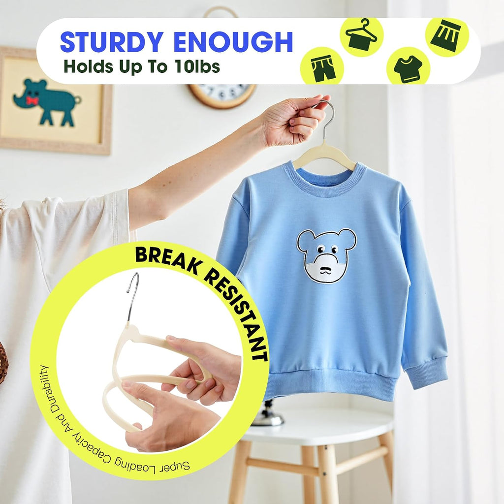 Baby Velvet Hangers 50 Pack,11 Inch Non-Slip Hangers for Childrens