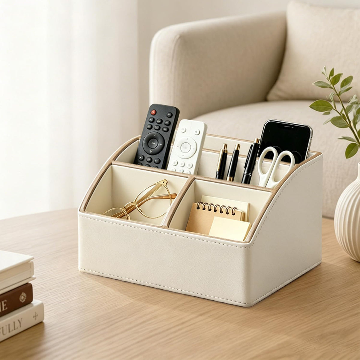 TV Remote Control Caddy, Pen/Pencil Holder, Nightstand Desktop Organizer