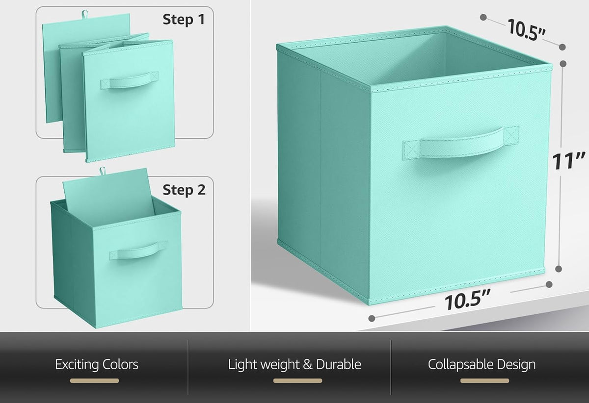 Sorbus 6-Pack Fabric Storage Cubes (11 Inch, Pastel Blue Green Yellow)