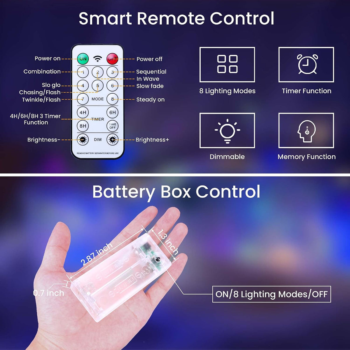 innolife LED Multicolor Fairy Lights Battery Operated with Remote Control