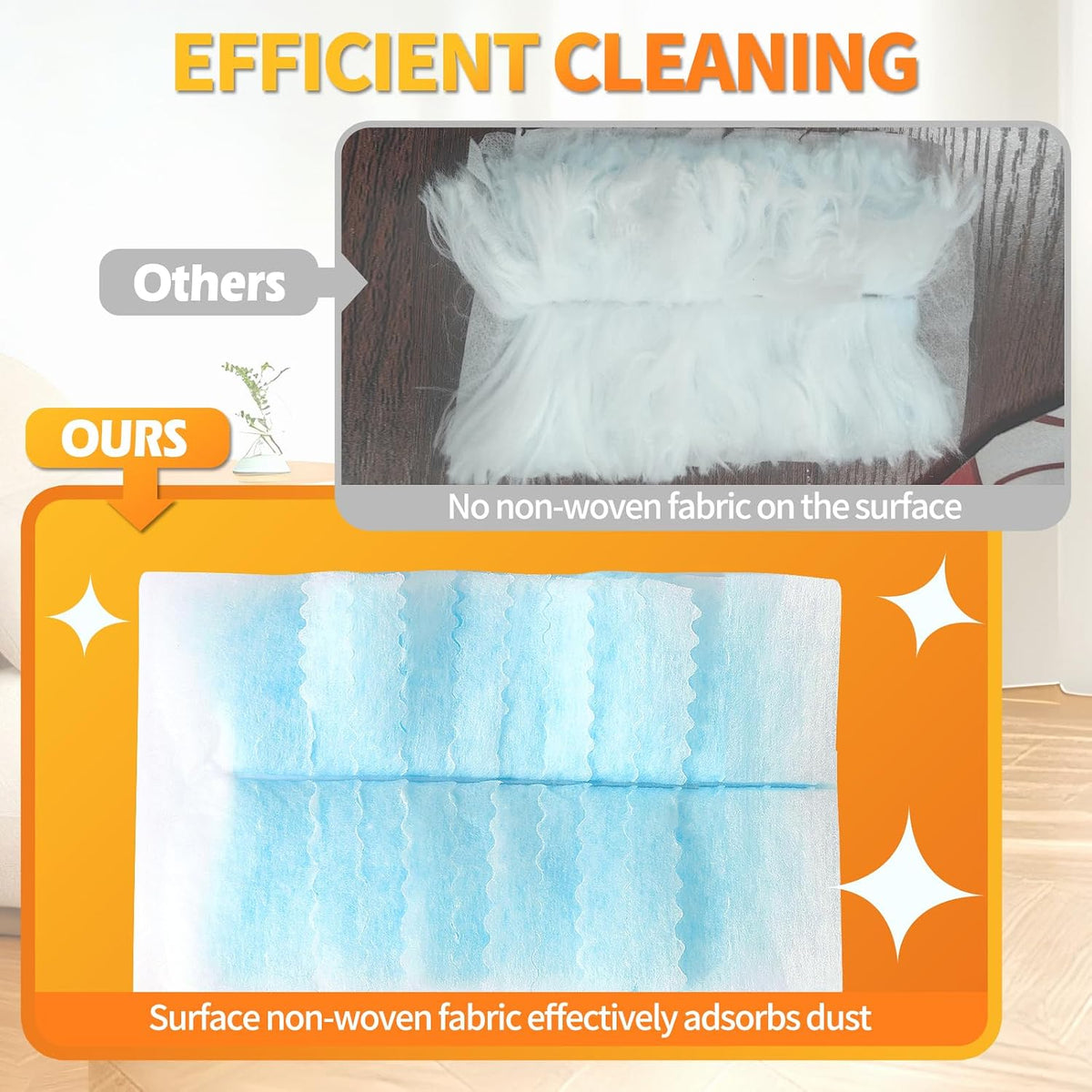 60 Count Electrostatic Duster Refills Compatible with Swiffer Duster,Multi-Surface Dusting Refills,Microfibre Dusters for Cleaning with 1Pcs Short Handle,Unscented