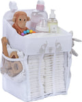 Hanging Diaper Caddy Baby Organizer - Diaper Caddy Organizer Baby Essentials for Newborn Nursery - Holds 50+ Diapers - 17x9x9 Inches, White