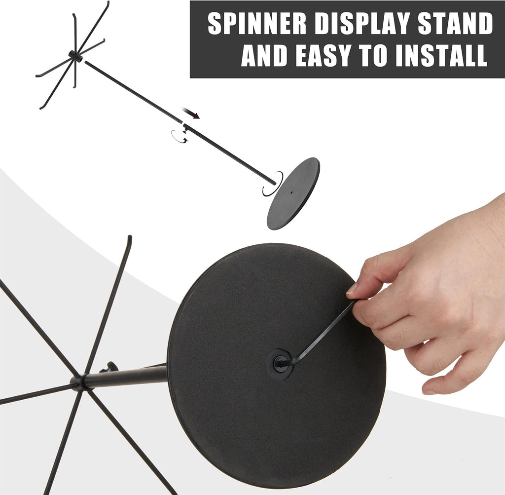 Rotating Keychain Display Stand - Height-adjustable Black Metal Jewelry Organizer - Long Necklace Display Stand with 6 Hook - Easy Clean, Scratch-resistant Display Racks for Craft Shows