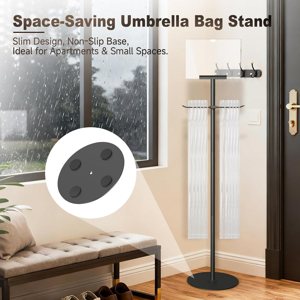Umbrella Bag Stand with Sign Frame - with 200 Wet Umbrella Bags Disposable