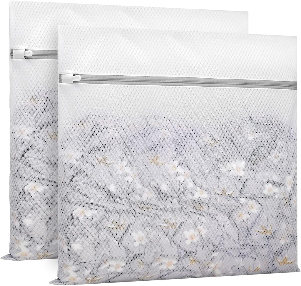 Muchfun 2Pcs Durable Diamond Mesh Laundry Bags for Delicates 24 x 24 Inches