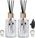 Reed Diffuser Bottle Set of 2 Glass Diffuser Bottles 8oz/250ml Empty Clear Decorative Bottle with Stoppers and Reed Sticks Bulk Reusable Perfume Jar