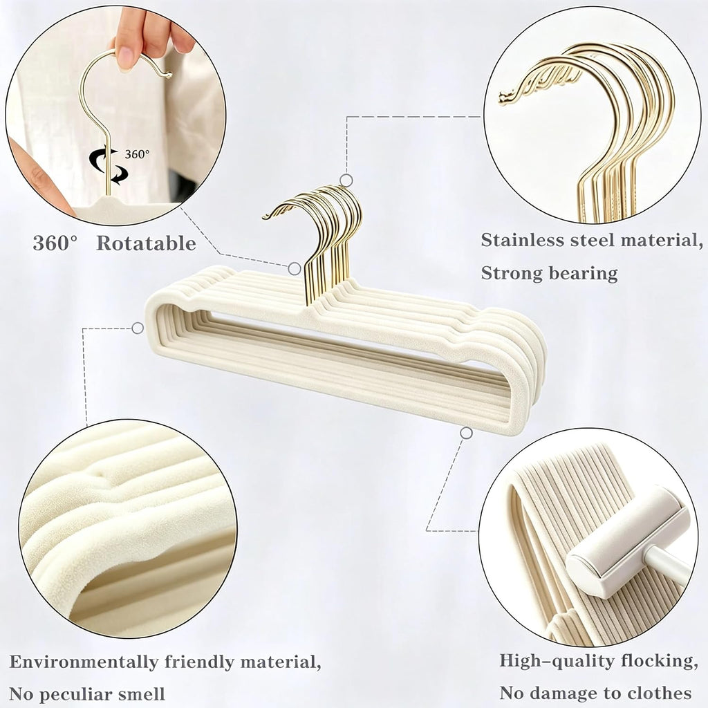 20 Pack Velvet Pants Hangers for Closet Space Saving, Thin Hanger (White)