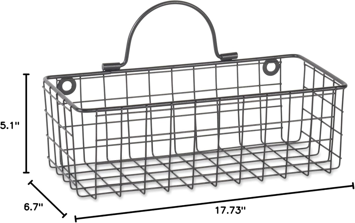 DII Farmhouse Vintage Décor, Wire Wall Basket, Assorted, Black, 2 Piece (Pack of 2)