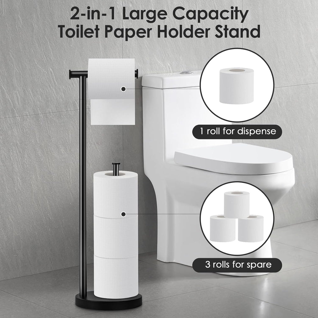 Toilet Paper Holder Stand, Bathroom Toilet Paper Stand with Large Reserve