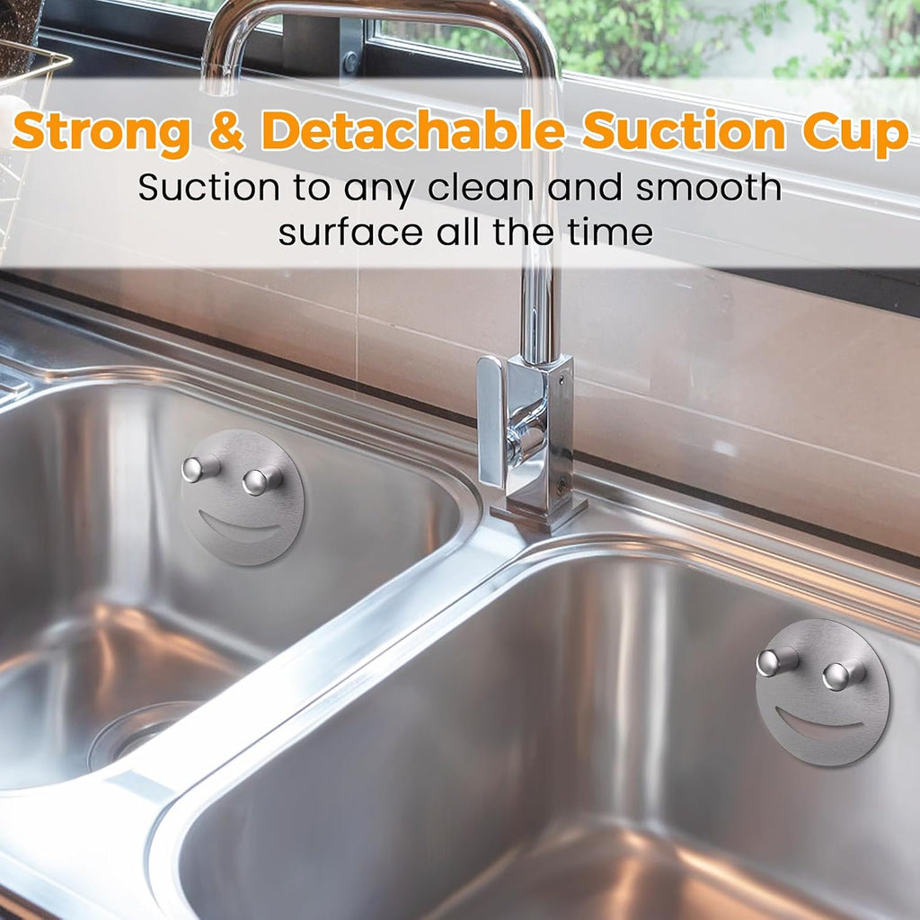 Semcide Sponge Holder, Stainless Steel Sink Caddy w/Suction Cup Installation, Sponge Organizer for Kitchen/Bathroom Sink, Self Draining, Dishwasher Safe for Holding Sponges, Silver(2-Pack)