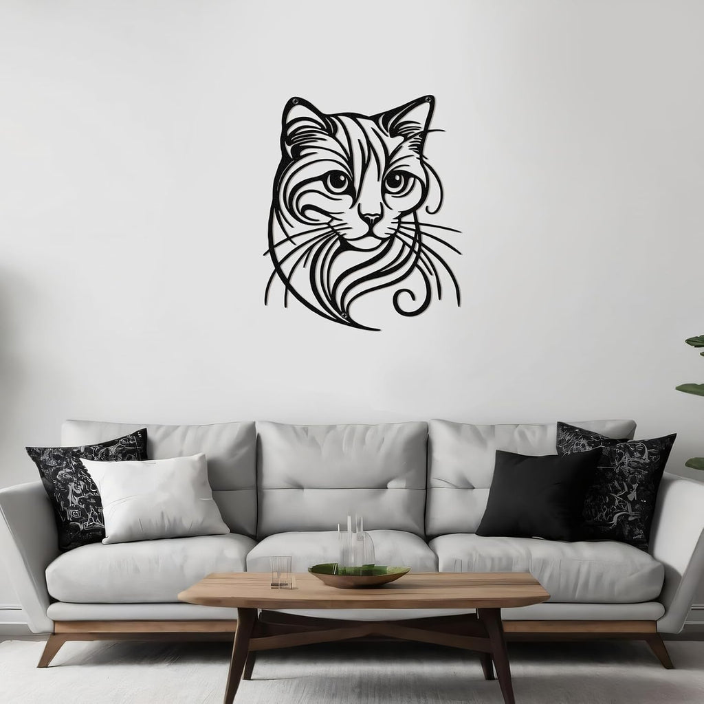 Otoolling Black Cat Wall Art Silhouette Metal Wall Decor, Cute