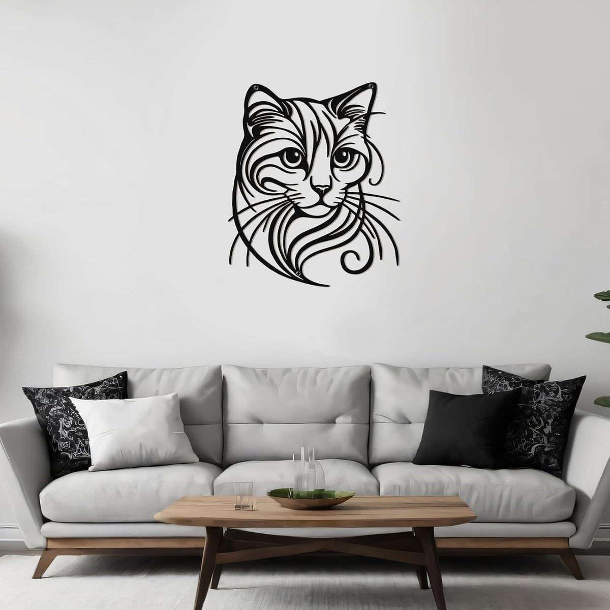 Otoolling Black Cat Wall Art Silhouette Metal Wall Decor, Cute