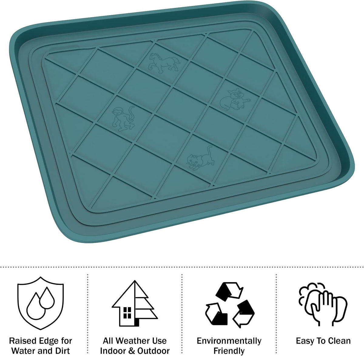 All Weather Boot Mat 4 Pack - Small Water Resistant Plastic Utility Shoe Mat for Indoor and Outdoor Use in All Seasons by Stalwart (Teal)