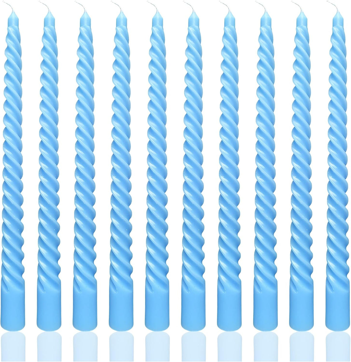 10 Inch Sky Blue Taper Candle Set, 10 Pack Unscented Dripless Candlesticks for Family Dinner Parties Home Decoration Picnic