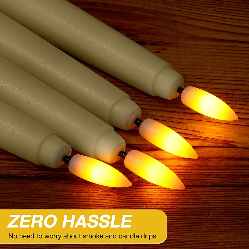 Reginary 48 Pcs Flameless Taper Candles with 4 Remote,Ivory,8.46 Inches