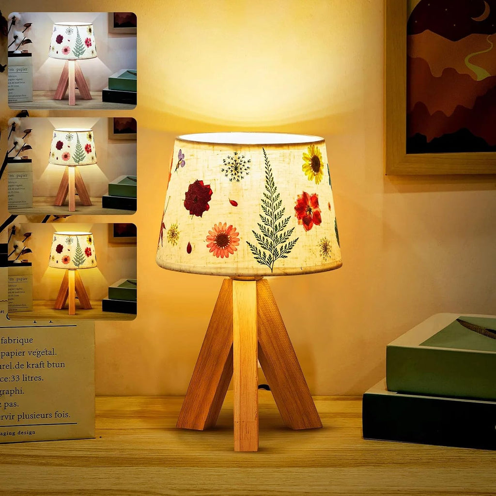 Hortsun Pressed Flower Vintage Table Lamp,Trapezoid