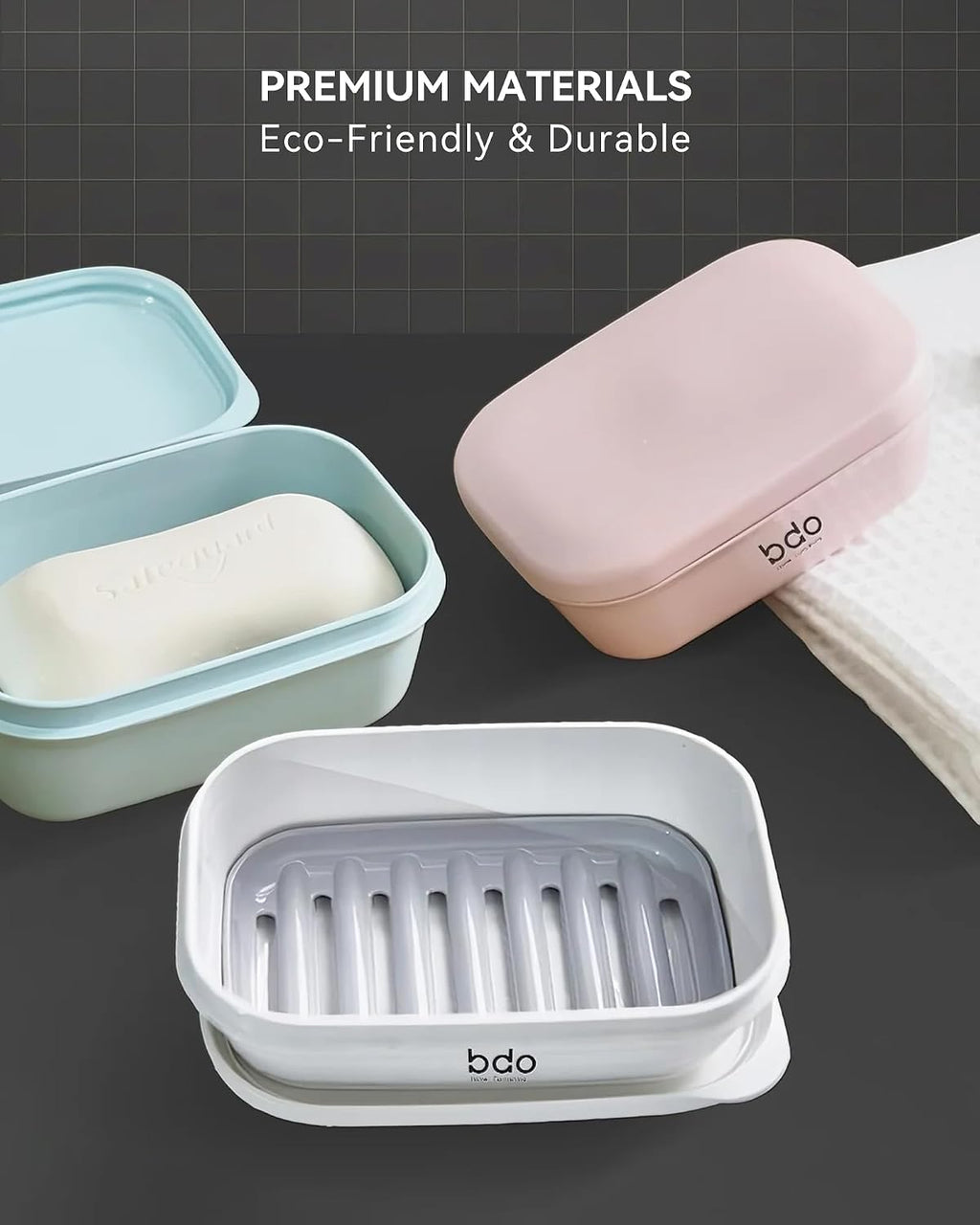 Travel Essentials Soap Holder with Lid Green,Leakproof Soap Dish with Drainage Layer,Portable Travel Soap Bar Case for Camping,Gym,Bathroom,Kitchen,Dormitory,Hotel