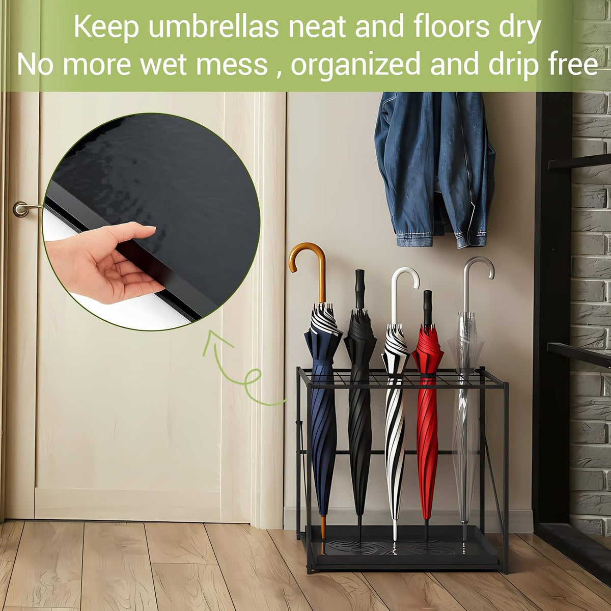 Umbrella Holder Stand for Entryway, L18.31 X W11.89 X H19.69 Inch