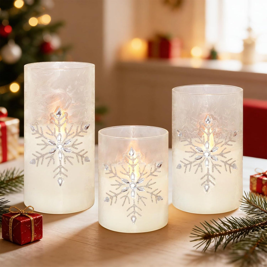 Crystal Club Christmas Flameless Candles, Battery Powered LED Candles