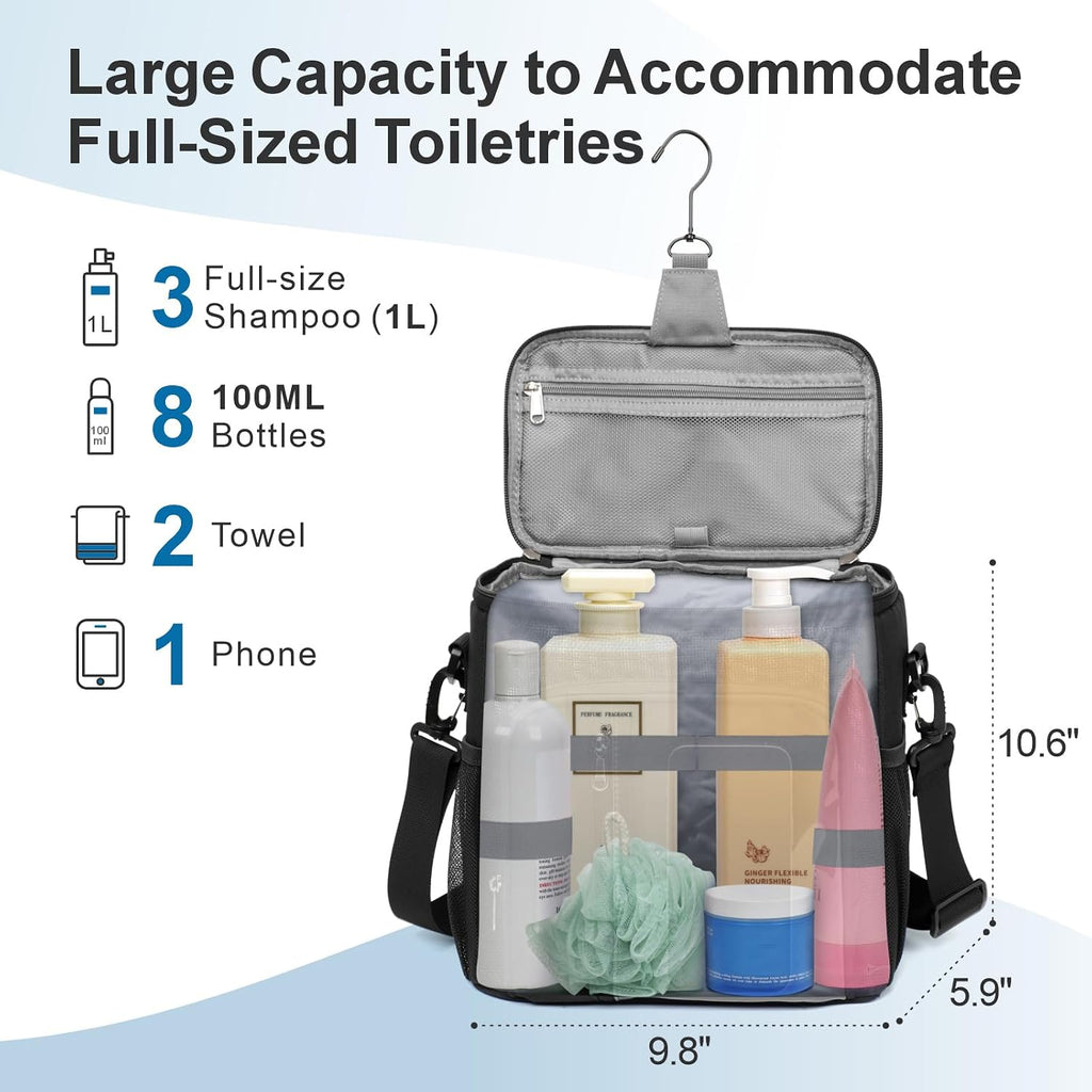 F-color Crossbody Shower Caddy Portable - Shower Bag with Hands-Free Strap