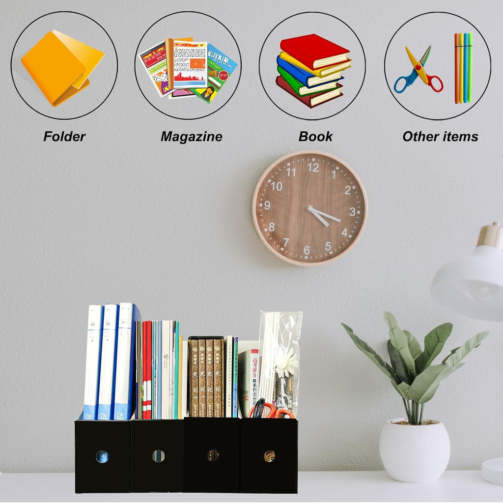 Limitliho 24 Pack Black Cardboard Magazine File Holder for Desk or Shelves