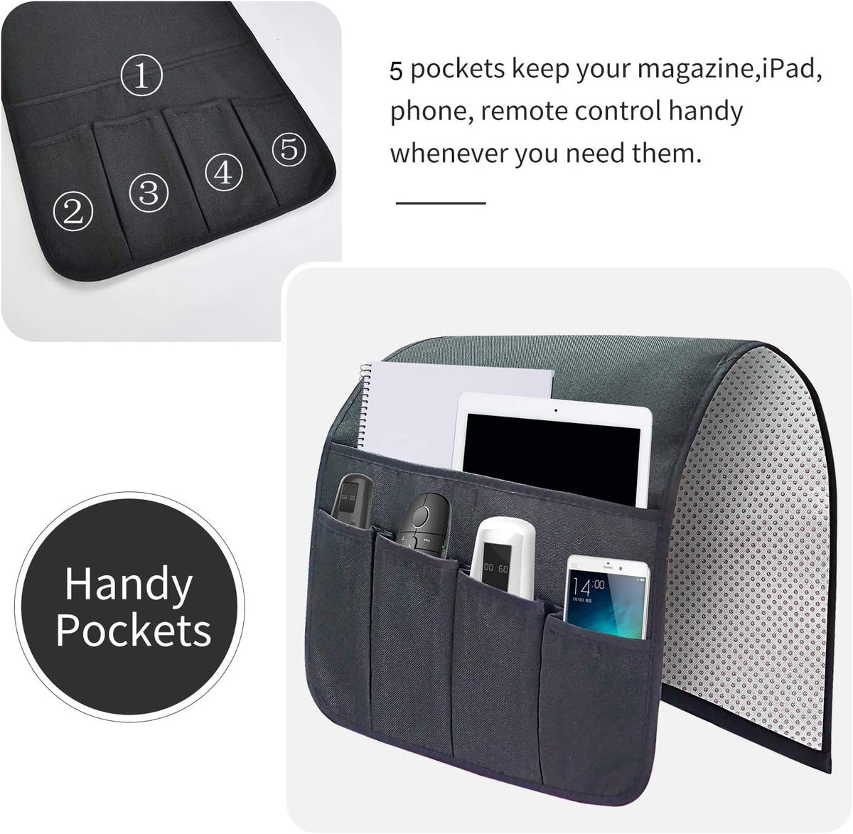 Remote Control Holders for Armchairs, Couch Caddy with Non-Slip Backing